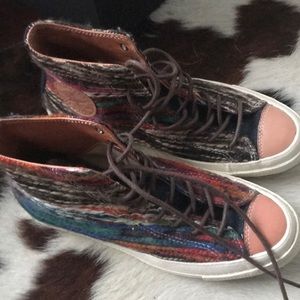 Multi colored high top converse sneakers